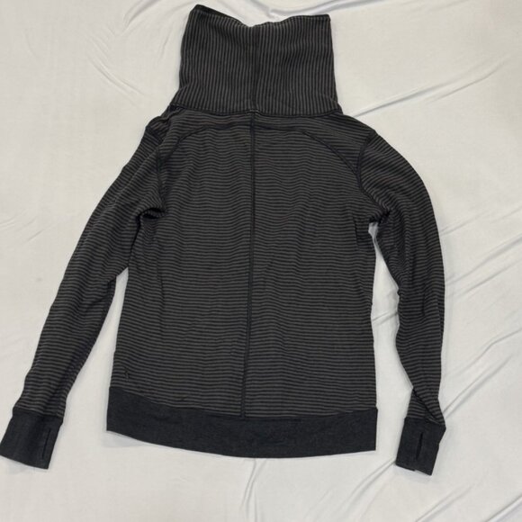 Lululemon Striped Funnel-Neck Zip Jacket – Black/Grey – Size 6 - Picture 1 of 2